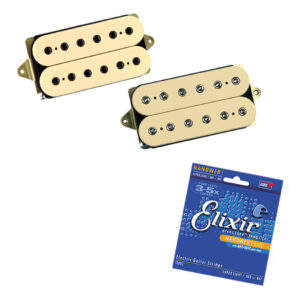 DiMarzio PAF Pro Neck DP151CR and Tone Zone Bridge DP155CR Humbucker Set, Creme, with Free Elixer Super Light Guitar Strings