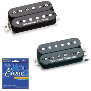 Seymour Duncan Jazz Model Neck and Duncan Custom Bridge, Black with Free Elixir Custom Light Guitar Strings