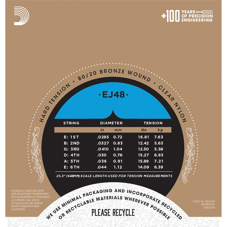 D'Addario EJ48 SET PRO-ARTE CLR/80-20 HARD Classical Strings-58412