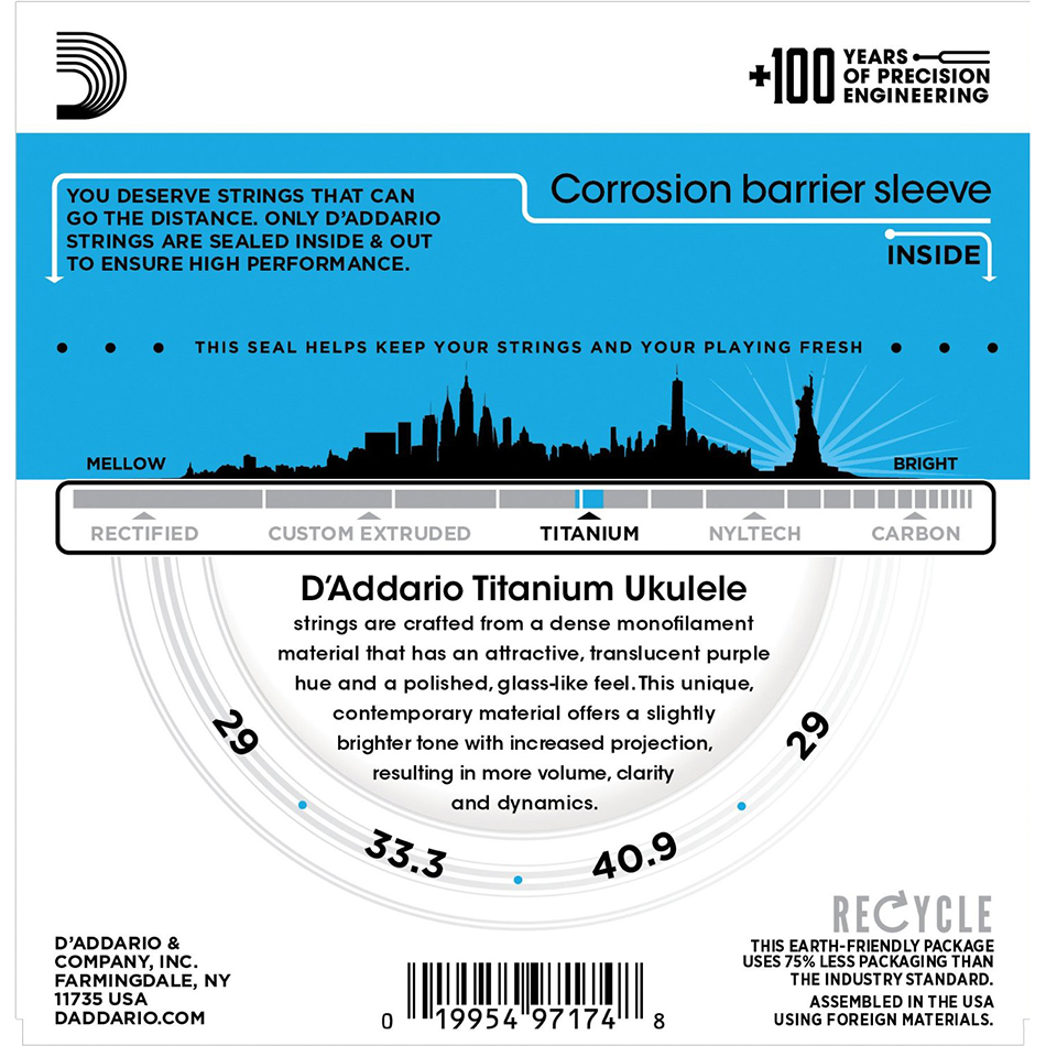 D'Addario EJ87T SET TENOR TITANIUM UKULELE Strings-58469