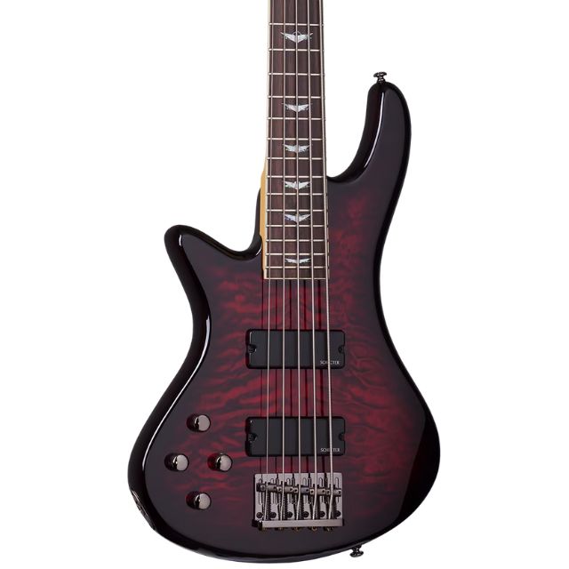 Schecter Stietto Extreme-5 Left Handed Bass Guitar - Black Cherry