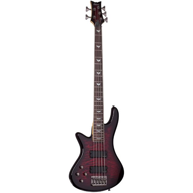 Schecter Stietto Extreme-5 Left Handed Bass Guitar - Black Cherry - Image 2