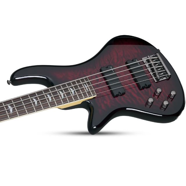 Schecter Stietto Extreme-5 Left Handed Bass Guitar - Black Cherry - Image 3
