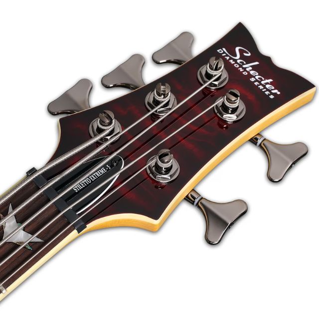 Schecter Stietto Extreme-5 Left Handed Bass Guitar - Black Cherry - Image 5