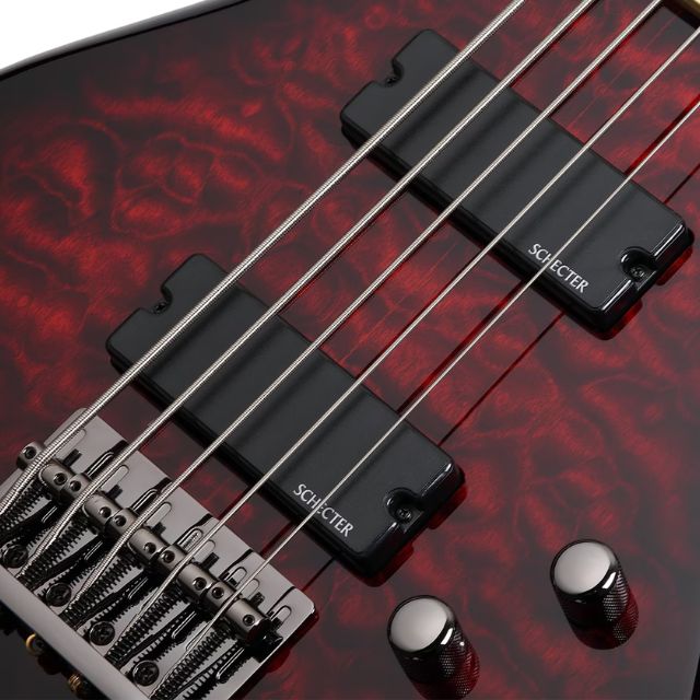 Schecter Stietto Extreme-5 Left Handed Bass Guitar - Black Cherry - Image 6