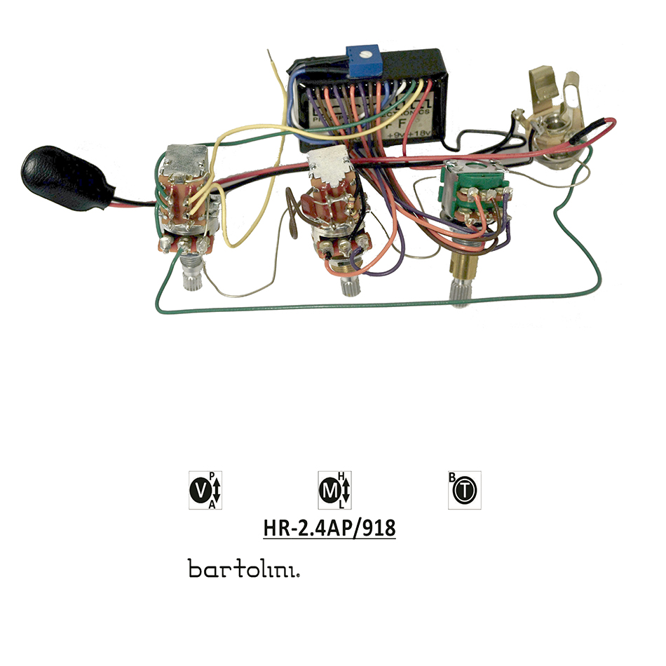 Bartolini HR2.4AP/918 Pre-Wired Harness 3-band EQ