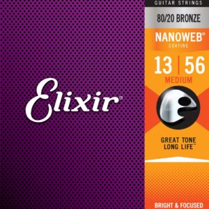 Elixir Acoustic 80/20 Bronze w/ NANOWEB Coating, Medium .013-.056-0