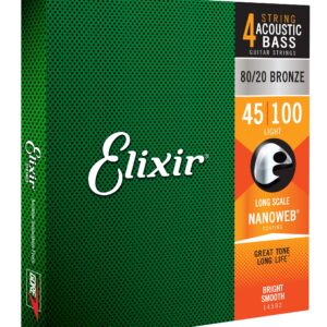 Elixir Acoustic Bass 80/20 Bronze w/NANOWEB 4-String Light Long Scale .045-.100-76396