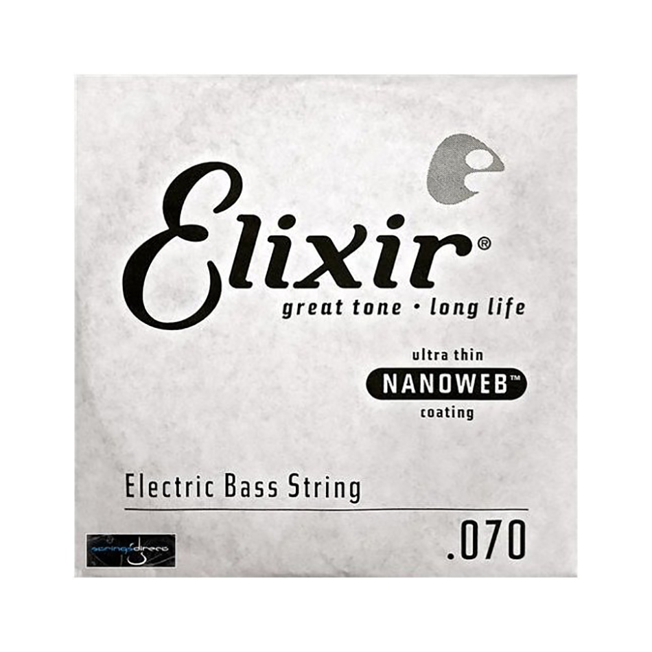 Elixir Electric Bass Nickel Plated Steel w/ NANOWEB Coating Single String, .070