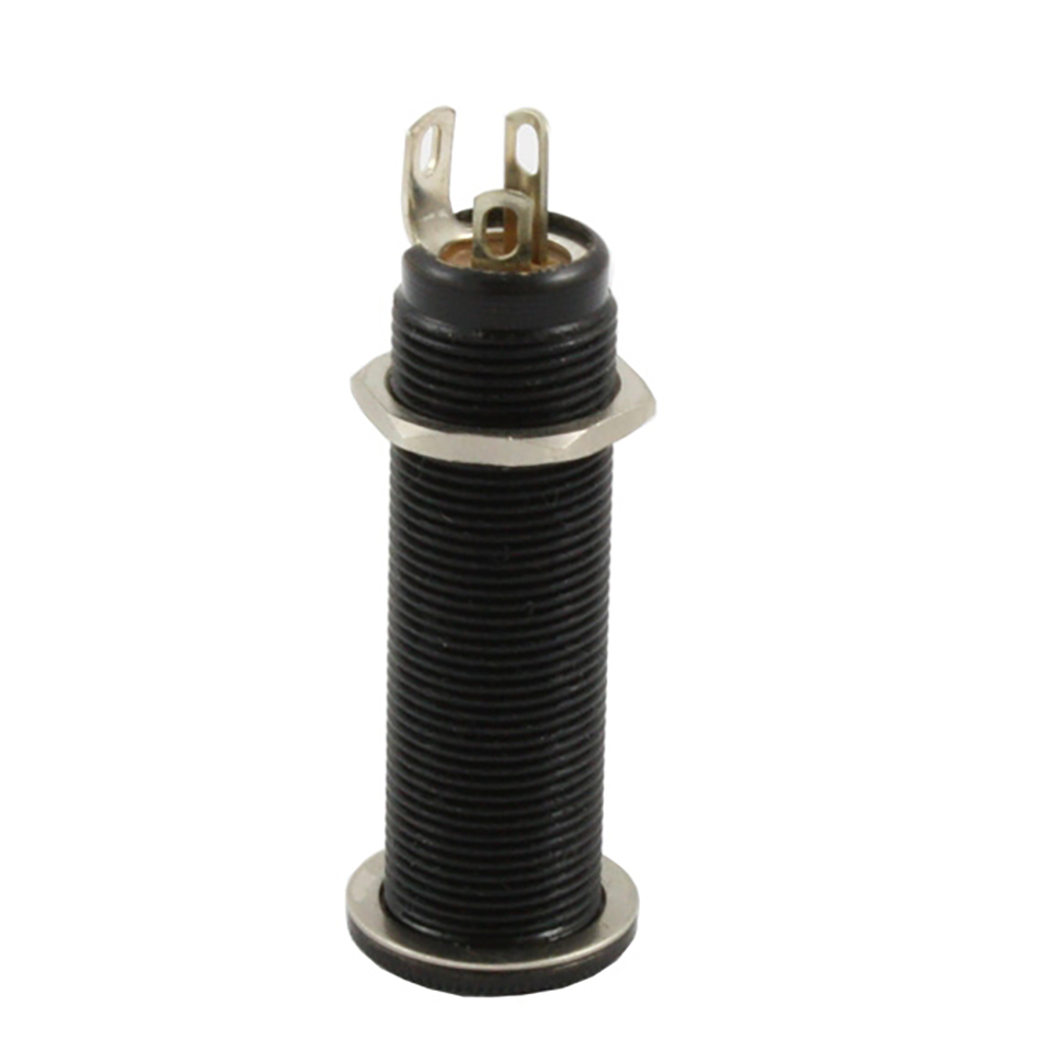 All Parts Long Threaded Barrel Input Jack, Stereo, Black