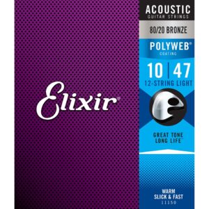 Elixir Acoustic 80/20 Bronze with POLYWEB Coating, 12-String Light .010-.047-0