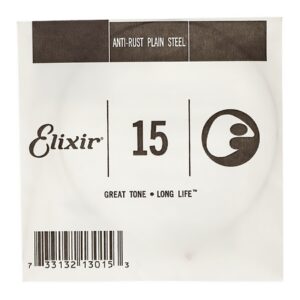 Elixir Anti-Rust Plain Steel Single String, .015-0