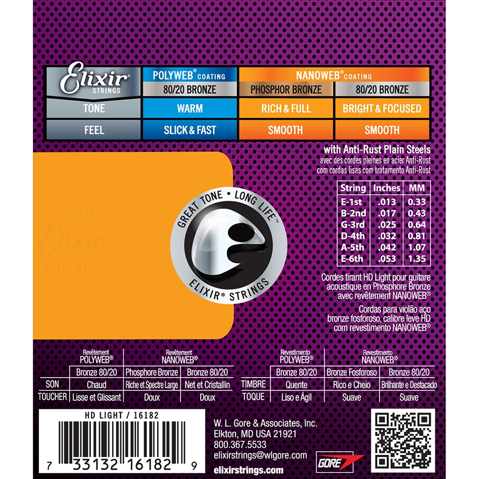 Elixir Guitar Strings, HD Light (.013-.053)-78690