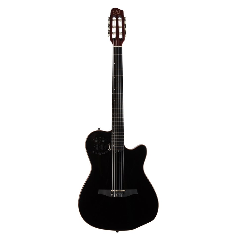 Godin ACS-SA Slim Multiac Series nylon electric guitar, Maple Neck, w/VBGAC gig bag, Richlite FB, Black Pearl-0