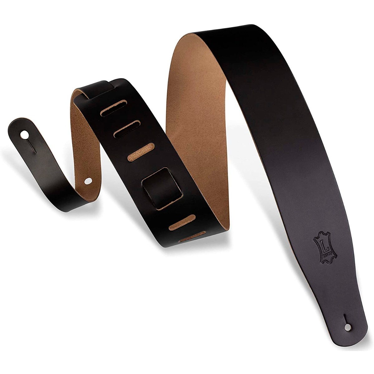 Levy's M26 Chrome-Tan Leather Guitar Strap - Black-0