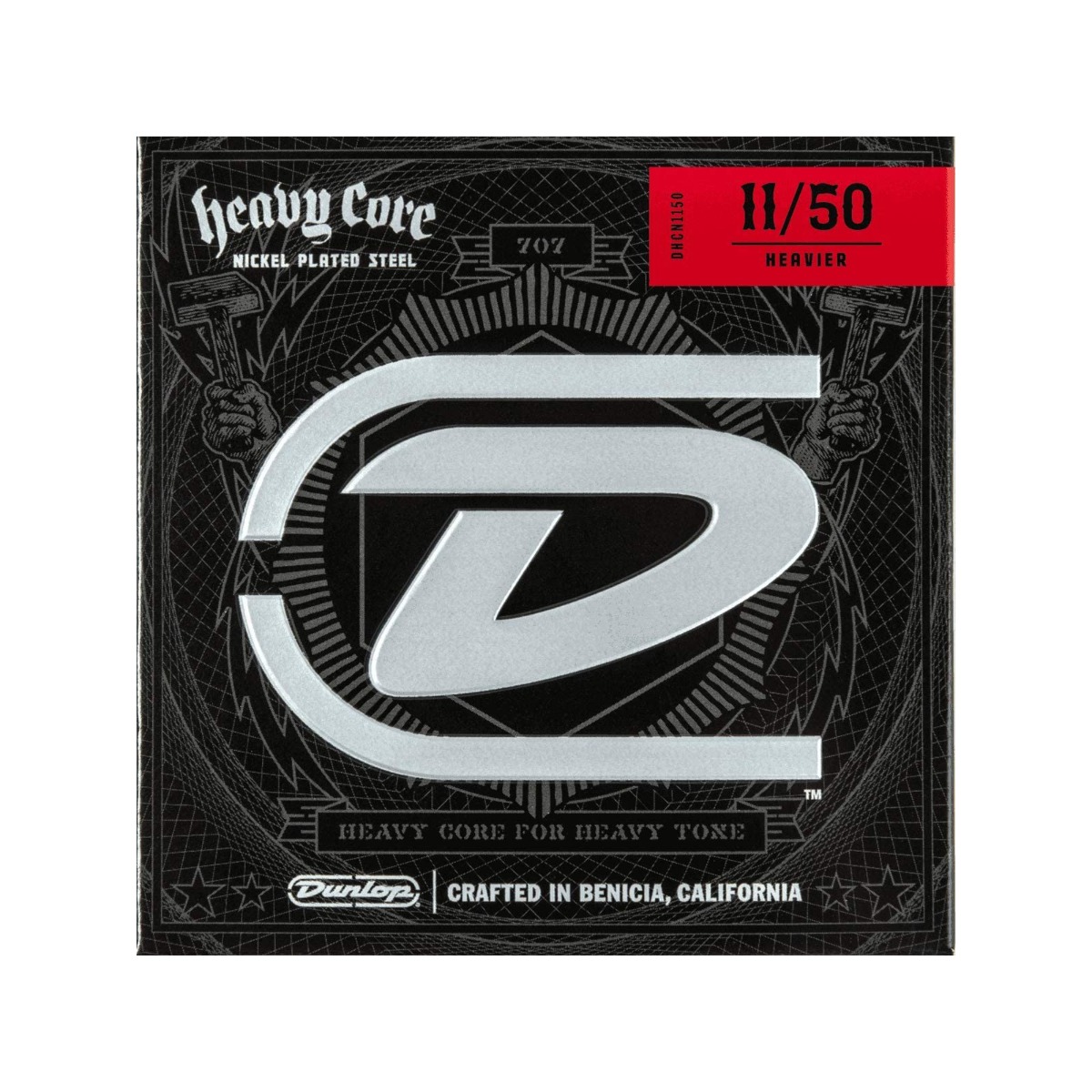 Dunlop Heavy Core Nickel Wound Electric Guitar Strings, Heavier 11-50-0