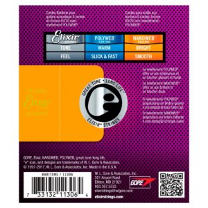 Elixir 11306 Nanoweb Coated 80/20 Bronze Acoustic Baritone Guitar Strings 16-70-84105