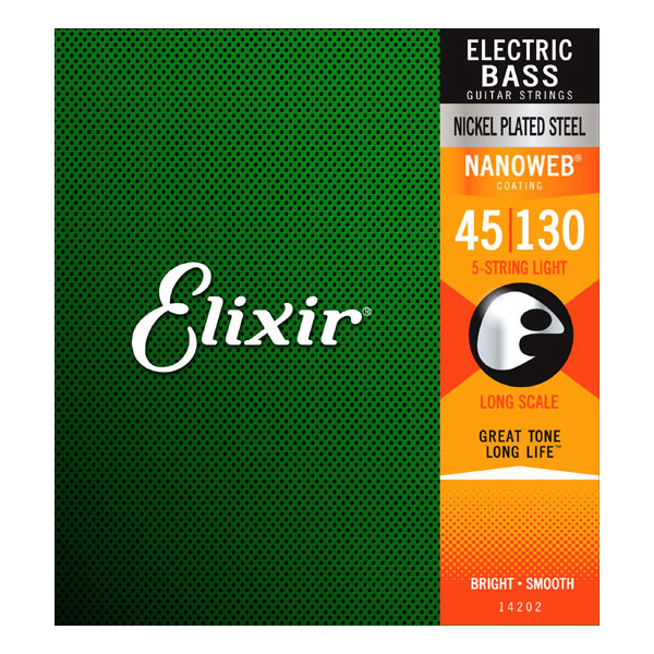 Elixir Strings 14202 Nanoweb Light Long Scale 5-String Electric Bass Strings-0
