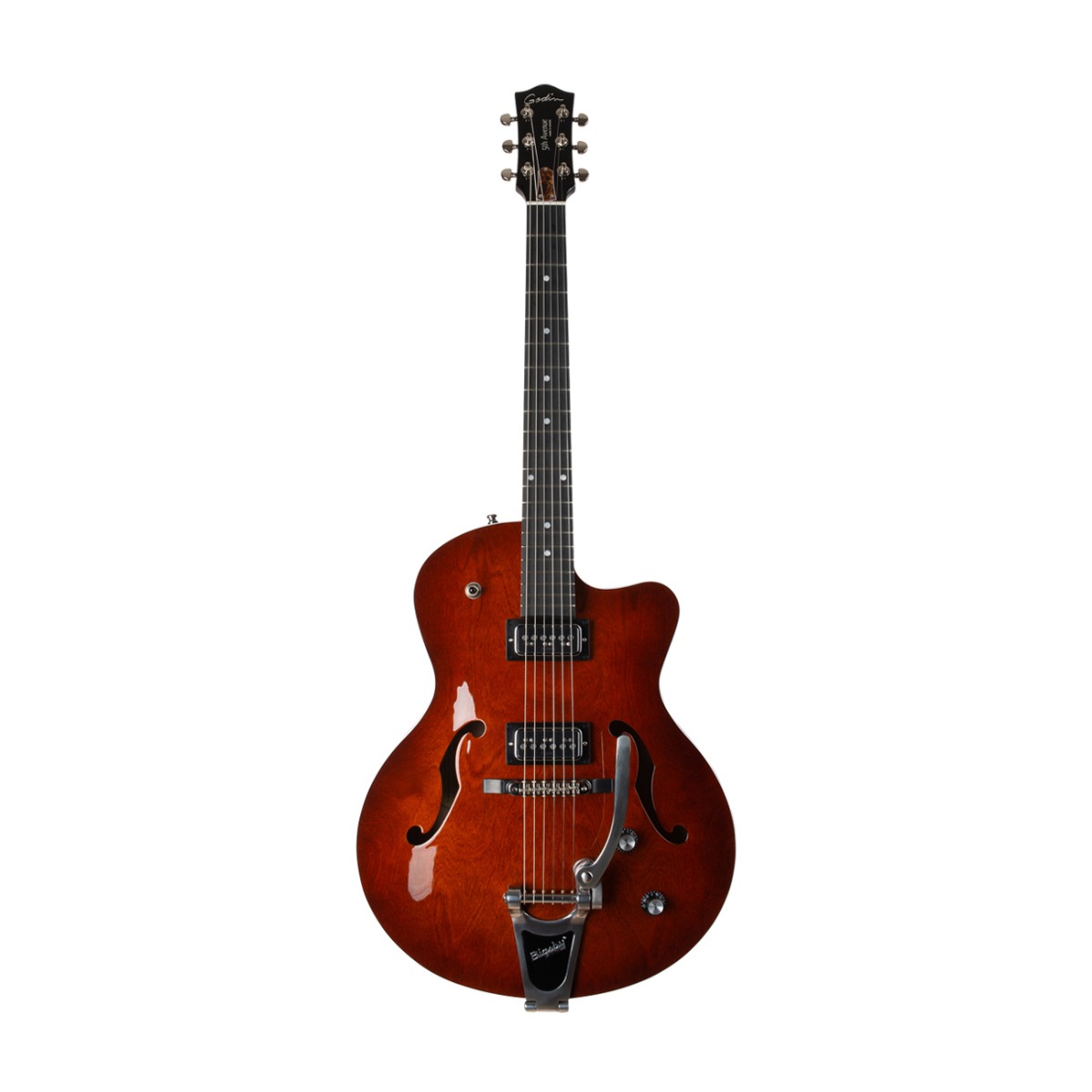 Godin 5th Ave Uptown T-armond Hollowbody Electric Guitar Havana Burst-0