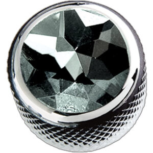 Q-Parts Dome Guitar Knob BLACK CRYSTAL CHROME-0