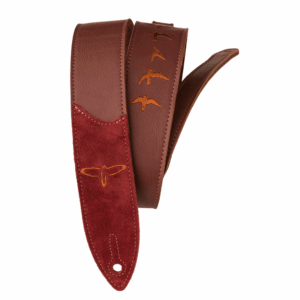 PRS Premium Leather Strap 2" Embroidered Birds, Burgundy-0