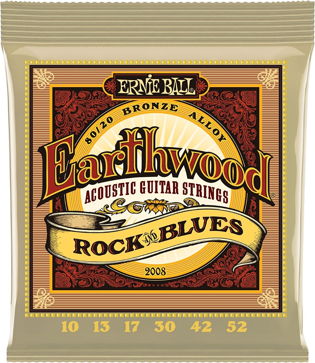 Ernie Ball 2008 Earthwood Rock and Blues w/Plain G 80/20 Bronze Acoustic Guitar Strings - 10-52 Gauge-0