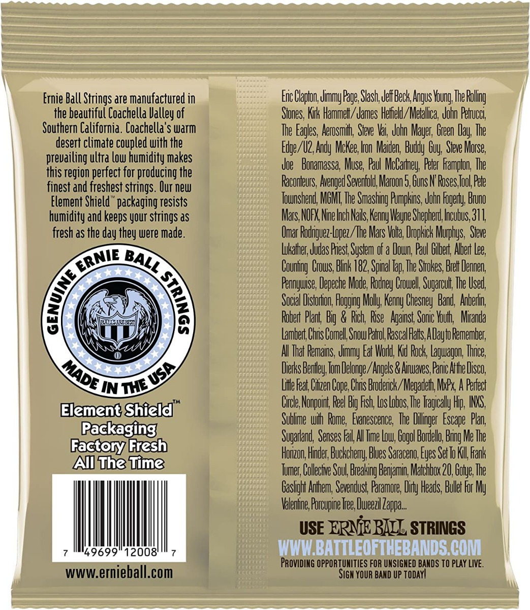 Ernie Ball 2008 Earthwood Rock and Blues w/Plain G 80/20 Bronze Acoustic Guitar Strings - 10-52 Gauge-138127