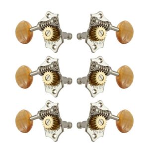 Grover STA-TITE 18:1 3x3 Tuners w/Acrylic Amber Buttons - Nickel