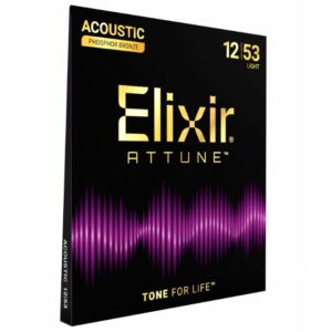 Elixir 21052 Attune Phosphor Bronze Acoustic Guitar 6 Strings Set, Light 12-53