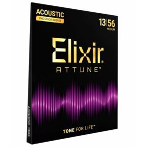 Elixir 21102 Attune Phosphor Bronze Acoustic Guitar 6 Strings Set, Medium 13-56
