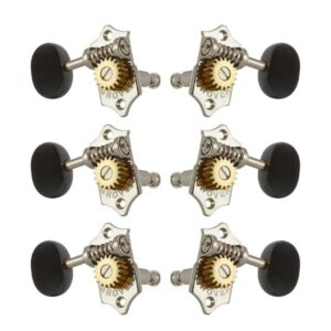 Grover 3 Per Side Vertical Mount Sta-Tite With 18:1 Gear Ratio, Ebony Buttons, Nickel