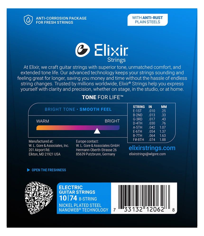 Elixir 12062 Nickel-Plated Steel Electric Guitar Strings 10-74 - Image 2