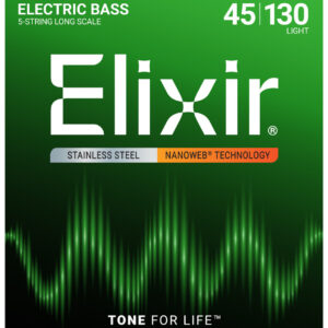 Elixir 14777 Stainless Steel Electric Bass Strings 5-String Light Long Scale 45-130