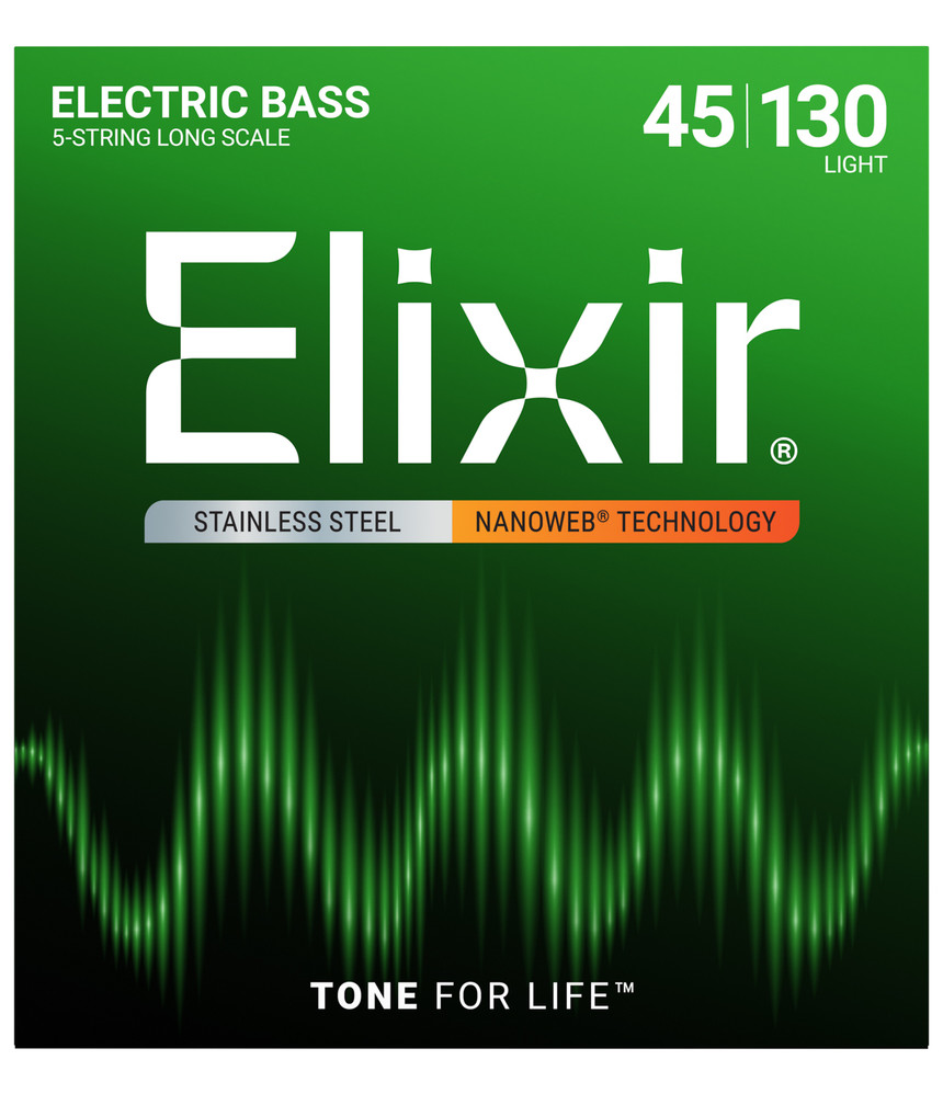 Elixir 14777 Stainless Steel Electric Bass Strings 5-String Light Long Scale 45-130